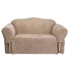 Soft Suede Loveseat Slipcover Taupe - Sure Fit: Stretch Fit, Polyester & Spandex, Indoor Use - 3 of 4