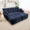 DOMETOUR 2 Seater Sofa Set with 2 Ottomans and Throw Pillows Cozy Plush Chenille Fabric Ideal for Living Room Apartment or Dorm In Blue - 2 of 4