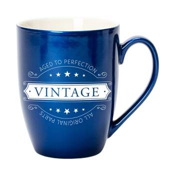 Elanze Designs Aged To Perfection Vintage All Original Parts Navy Blue 10 ounce New Bone China Coffee Cup Mug