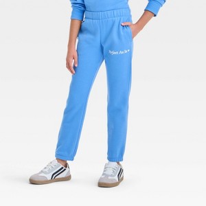 Kids' Fleece 'Perfect As Is' Sweatpants - Cat & Jack™ Blue - 1 of 4
