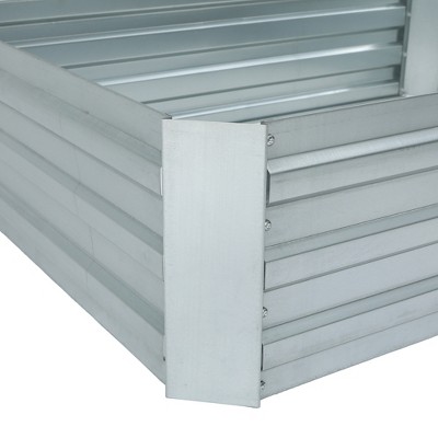 48" Silver Galvanized Steel Rectangular Raised Garden Bed