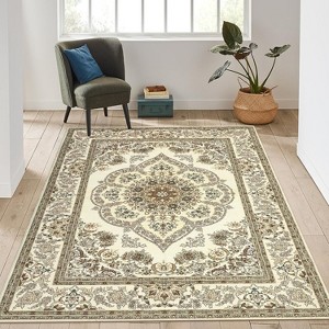 Nasitip Washable Boho Area Rug,Soft Neutral Floral Design, Non-Slip Carpet for Living Room, Bedroom, Dining Room & Home Office - 1 of 1