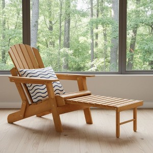 Okak Oversize Wooden Outdoor Adirondack Chair with Foldable Design, Outdoor Lounge Chair with Wide Arms, Patio Chair for Garden - 1 of 4