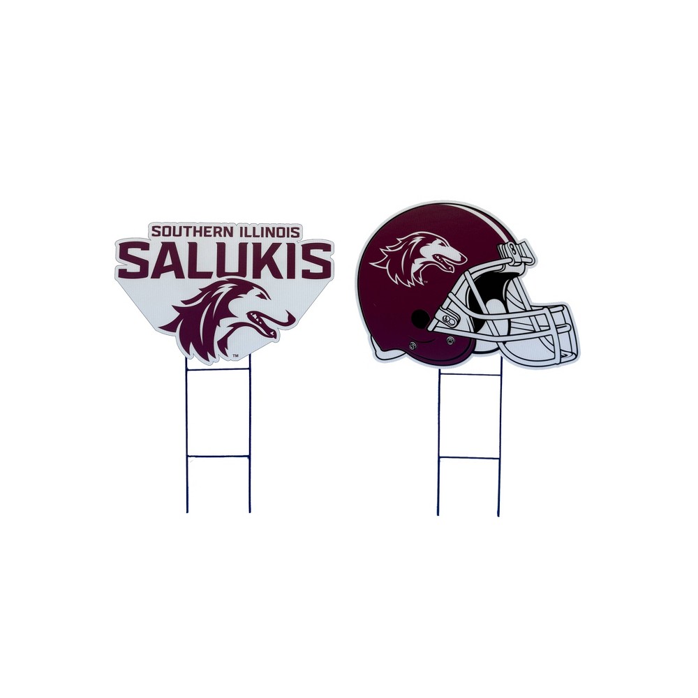 NCAA Southern Illinois Salukis Logo and Helmet 2pk Yard Sign Set