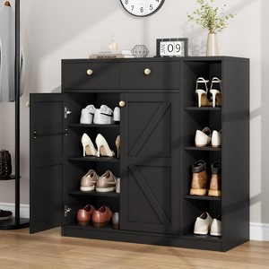 Acekool  Shoe Storage Cabinet - Modern Organizer with Doors, Adjustable Shelves for Entryway, Holds 18-24 Pairs, Natural - 1 of 4
