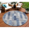 Navy Blue And Sky Blue Geometric Washable Indoor Outdoor Area Rug - 2 of 4