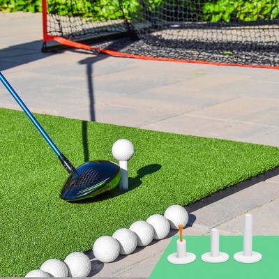 Green Artificial Turf Golf Hitting Mat with Rubber Tees