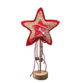 Northlight 15" Red and Brown Star with Bells Christmas Tabletop Decoration