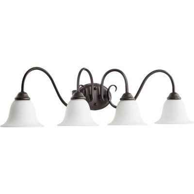 Quorum Lighting Spencer 4-Light Oiled Bronze Glass Shade Ceiling Fan
