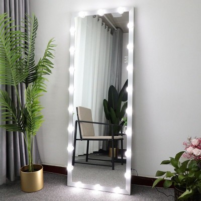 PAGED Rectangle Full Length Mirror,Leaning Floor Full Body Mirror with Lights,Suitable for Dressing Room,Cloakroom