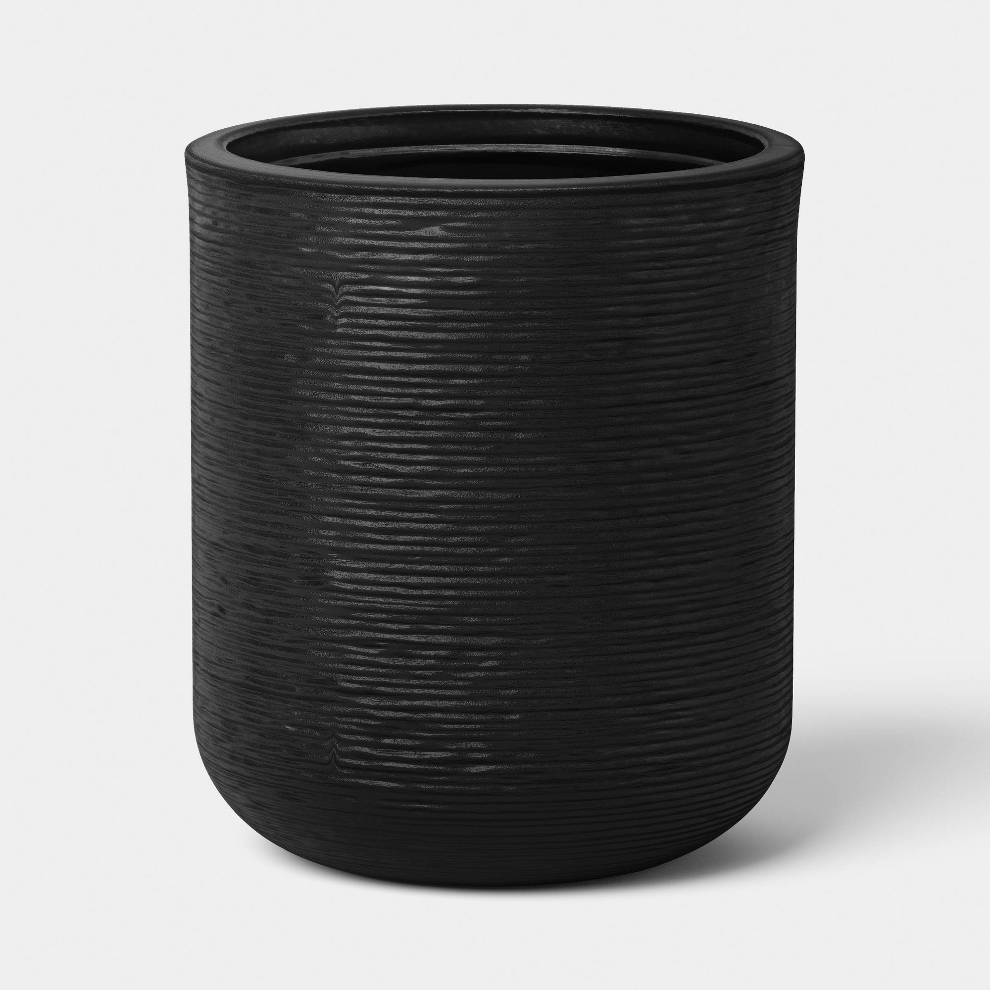 Fluted Outdoor Planter Black 14"x16" - Threshold™