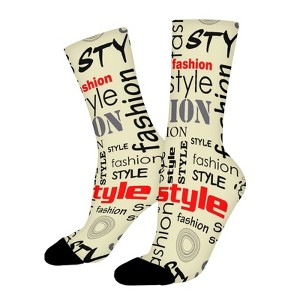 Fashion Text Women Printed Crew Socks Funny Funky Socks Soft Polyester Novelty Gifts for Artists Men - 1 of 1