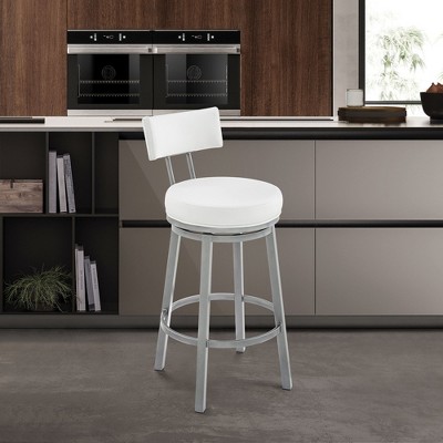 PAGED Swivel Bar Stools Faux Leather Counter Stools with Footrest, Island Chairs for Home Pub