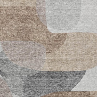 HomeRoots 3' X 5' Brown And Gray Abstract Washable Indoor Outdoor Area Rug