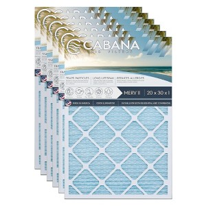 Cabana Air Filters 6 Pack Home HVAC Furnace Air Filters, Capture Unwanted Particles with Pleated Design, MERV 11, 20 x 30 x 1, White - 1 of 4