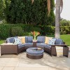 GDFStudio Outdoor Wicker Half Round 4 Seater Sectional Set with Ice Bucket Ottoman - 2 of 4