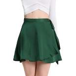 Allegra K Women's Wrap Skater Skirts High Waist Satin Mini Skirt