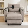 37.4" Corduroy Convertible Chaise Lounge Sofa with USB Ports and Cup Holders - 2 of 4