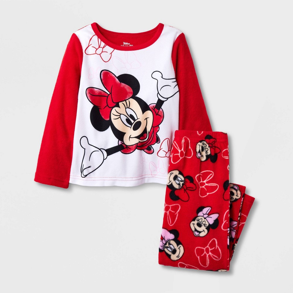 Size 3T Toddler Girls' 2pc Minnie Mouse Fleece Pajama Set - Red 