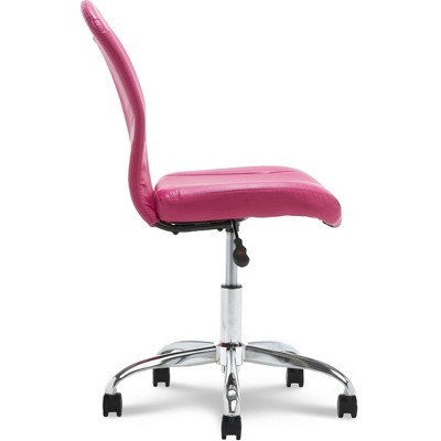 Pink Faux Leather Mesh Swivel Task Chair