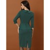 Allegra K Women's 3/4 Sleeve Navy Collar Work Vintage Peplum Bodycon Dress - 3 of 4