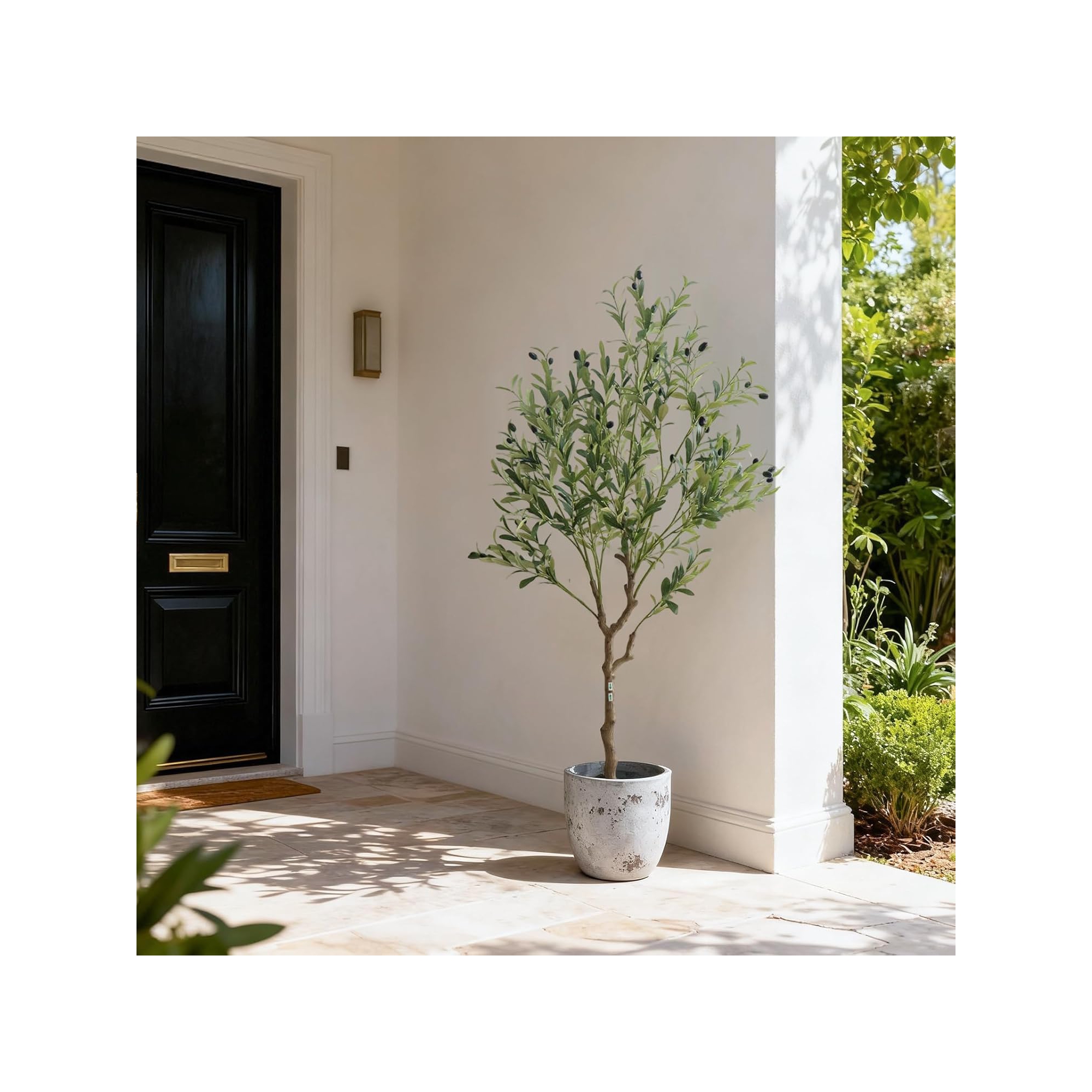 Artificial Olive Tree Tall Faux Silk Plants Fake Potted Olive Silk Tree with Branches and Fruits for Modern Home Office Living Room Decor Indoor