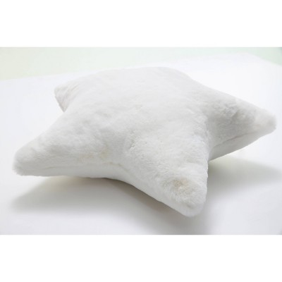 16.5" Snow White Faux Fur Star-Shaped Throw Pillow
