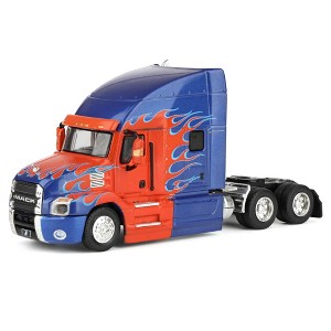 1/64 2019 Mack Anthem Truck Cab, Red & Blue Flames, GreenLight S.D. Trucks Series 20 45200-C - 1 of 4