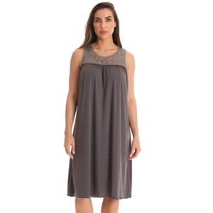 Dreamcrest Women's Silky Soft Nightgown - Elegant Crochet Trim Sleep Dress for Comfortable Nights - 1 of 3
