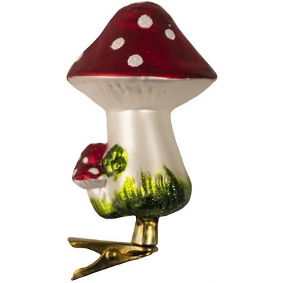 Kurt Adler Mushroom Clip-On Glass Ornaments
