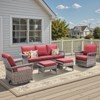 Belord Patio Furniture Set, All Weather Gray Wicker Outdoor Conversation Set with Patio Couch, Swivel Patio Rocker, High Back and 4" Thick Cushions - 2 of 4