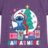 Girls' - Lilo and Stitch - Santa's Here Christmas Fitted Short Sleeve Graphic T-Shirt - 2 of 4