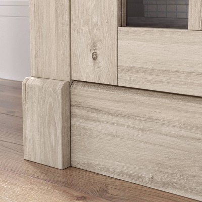 Chalk Oak 60" Fireplace TV Credenza with Glass Doors