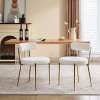 Dining Chairs Set of 2, Mid-Century Upholstered Dining Room Chairs, Round Boucle Dining Chairs with Backrest & Adjustable Legs - 2 of 4