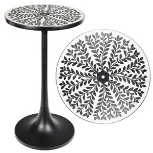 JONATHAN Y Nysha 25" Modern Bohemian Metal/Resin Inlay Top End Table - 1 of 4