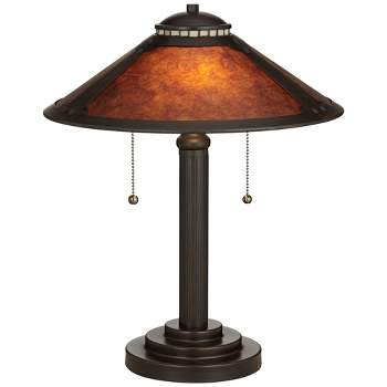 Robert Louis Tiffany Mica Mission Desk Lamp 18 1/2" High Oil Rubbed Bronze Natural Mica Shade for Bedroom Living Room Bedside Nightstand Kids Family