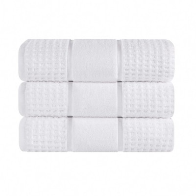 Zero Twist Cotton Waffle Honeycomb Medium Weight Bathroom Towel Set by Blue Nile Mills