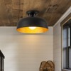 LLHZSY Black Ceiling Light 12 1/5" Wide Mid Century Modern Hammered Arc Shade for Kitchen Entryway Bedroom - 2 of 4