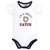 Hudson Baby Infant Boy Bodysuit, Short and Sock, Great Catch Baseball - 3 of 4