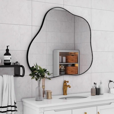 VYNXARIA 30"x31" Cloud-Shaped Metal Accent Wall Mirror for Entryway, Living Room, Bedroom, Clothing Shop