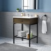 Modern Freestanding Bathroom Vanity with Resin Sink, Storage Cabinet and Open Glass Shelf, Contemporary Bathroom Cabinet Set - 4 of 4