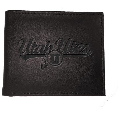 Evergreen Ncaa University Of Utah Black Leather Bifold Wallet ...