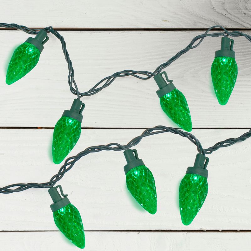 Northlight 50ct Green LED Faceted C9 Christmas Light Set, 20.25ft Green Wire, 2 of 4