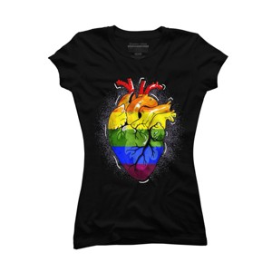 Adult Design By Humans Rainbow Heart Love Pride By Belugastore T-Shirt - 1 of 2