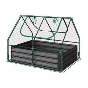 Raised Garden Bed with Removable Green House - 4ft x 3ft Rust-Resistant Galvanized Steel Planter Box with PVC Grow Tent by Home-Complete - 1 of 4