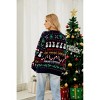 Womens Christmas Festive Sparkle Snowman Tree Knit Sweater - Oversized Crewneck with Magical Sequin - 4 of 4