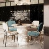 5 PCS Modern 4-Person Dining Set, Space-Saving Bamboo Legs Table with MDF Top, Chairs with Metal Frame and Polyester Cushion-Baofuwish - 3 of 4
