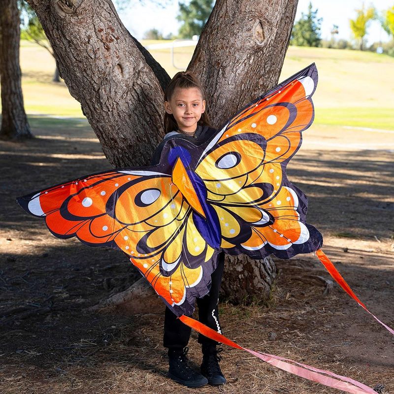 Syncfun 53'' Wide Orange Butterfly Kite Easy to Fly Huge Kites for Kids and Adults with 262.5 ft Kite String for Outdoor Activities, 2 of 9
