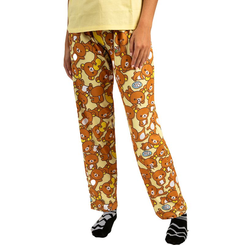 Rilakkuma Adult Womens Sleepwear Set with Short Sleeve Tee and Sleep Pants, 3 of 6
