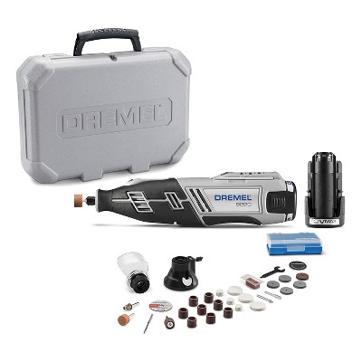 Dremel 8220-2/28 12V Max Lithium-Ion Cordless Rotary Tool Kit with 2 Batteries, 28 Accessories, Cutting Guide Attachment, and Carrying Case